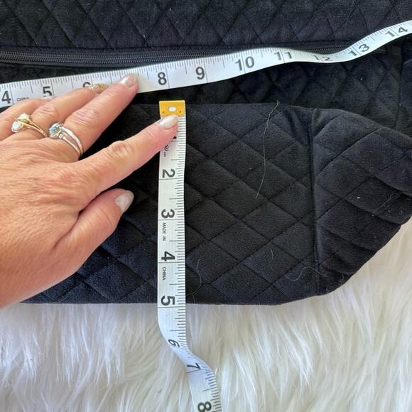 Vera Bradley | Women’s Go Ahead Solid Black Quilted Velvet Shoulder Bag Purse - Picture 7 of 7